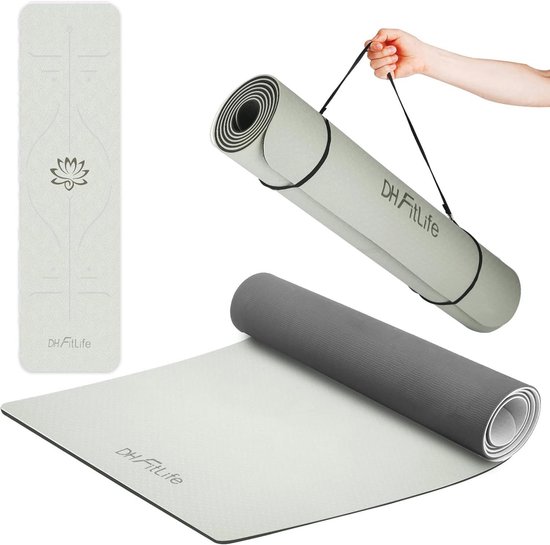 Yogamat 183 x 61 x 06 cm - Gymnastiekmat met oriëntatielijnen - Antislip & milieuvriendelijk Yogamat van Yogamat