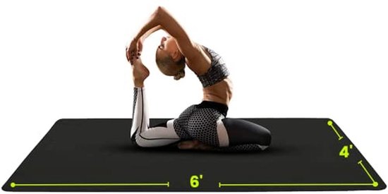 Yogamat 6 mm - 72 inch bij 48 inch - Waterbestendig en Slipbestendig - Geschikt voor Yoga, Pilates en Fitness