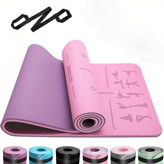 Yogamat 6mm – Antislip Fitnessmat met Draagriem & Tas – Voor Yoga, Pilates, Meditatie & Thuis Workouts – 183x61 cm van Merkloos