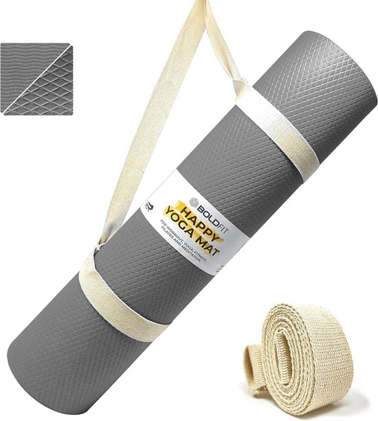 Yogamat 6mm met draagriem - EVA-materiaal - Extra dikke trainingsmat voor yoga, fitness, pilates en meditatie - Antislip & anti-scheur - Voor thuis- en buitengebruik