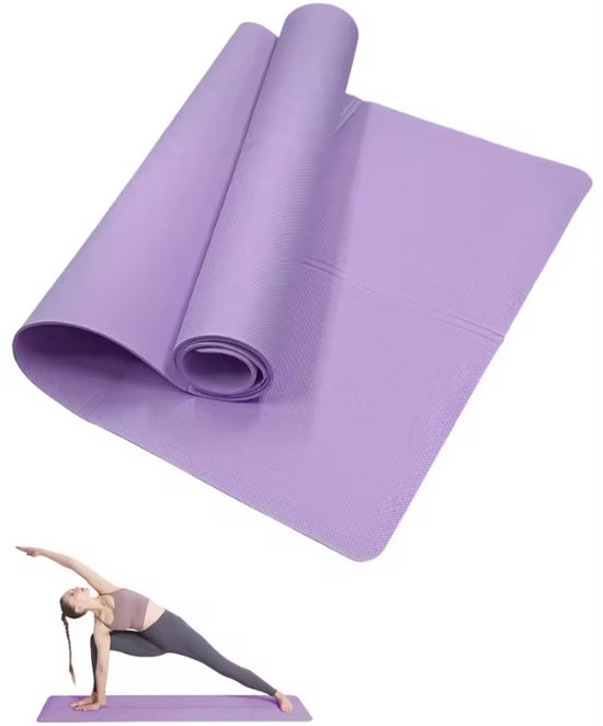 Yogamat 6mm - Pilatesmat - Paars - Antislip - Ideaal voor beginners - Fitnessmat voor Thuis - Zachte textuur - Waterdicht - Vochtbestendig van Merkloos