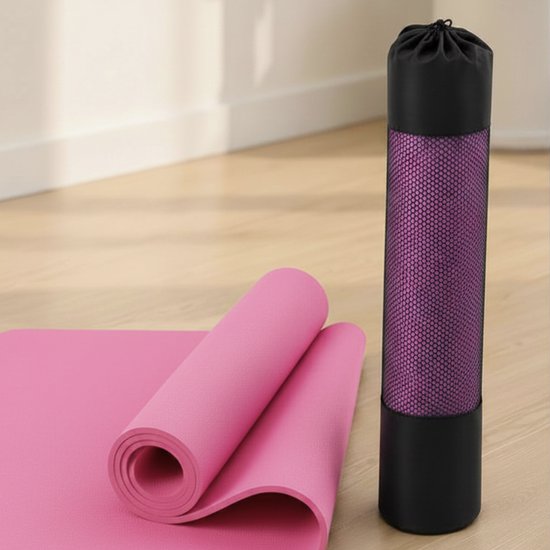 Yogamat 8 mm Antislip TPE - Fitnessmat & Pilates Mat - Roze - 183 x 61 cm van Yogamat