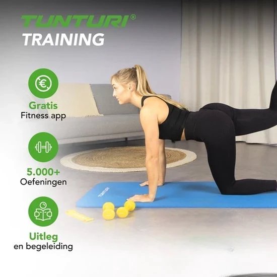 Yogamat , Anti Slip - Fitnessmat Extra dik & zacht - Sportmat - 180x60x1.5cm - Incl Trainingsapp - Blauw van Merkloos