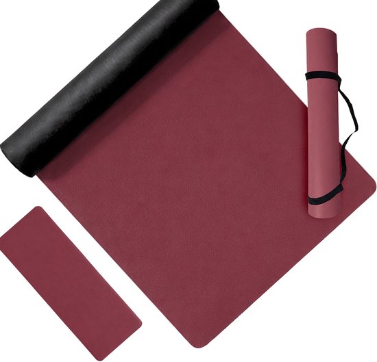 Yogamat antislip - 5 mm - donkerrood van Yogamat