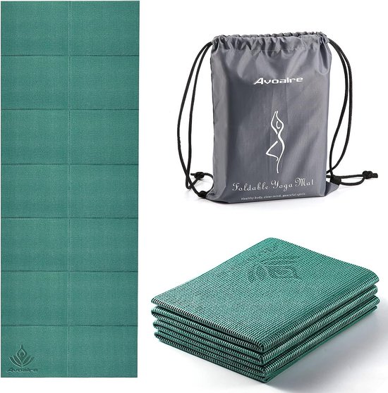 Yogamat, antislip, draagbare trainingsmat, 5 mm, reis-yogamat, opvouwbaar, licht, gymnastiekmat, ideaal voor reizen, yoga, pilates en workout, 173 x 61 cm van Merkloos