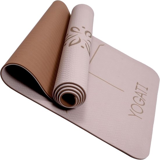 Yogamat antislip en dik met lichaamsuitlijningsmarkeringen - sportmat voor volwassenen en kinderen - ideale gymnastiekmat voor pilates en fitness van Yogamat