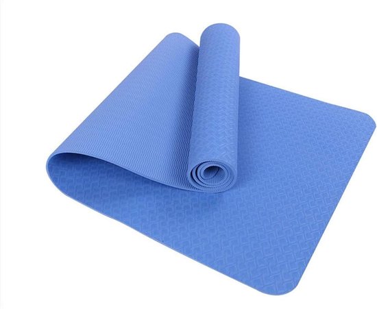 Yogamat Antislip - Fitness Mat Gym - Oefenen Thuis - Milieuvriendelijk TPE Materiaal - 183x61x06 cm - Hemelsblauw