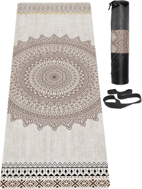 Yogamat, antislip, milieuvriendelijke trainingsmat met draagriem, dikke oefen- en trainingsmat voor yoga, pilates en fitness (183 cm x 61 cm x 6 mm) van Merkloos