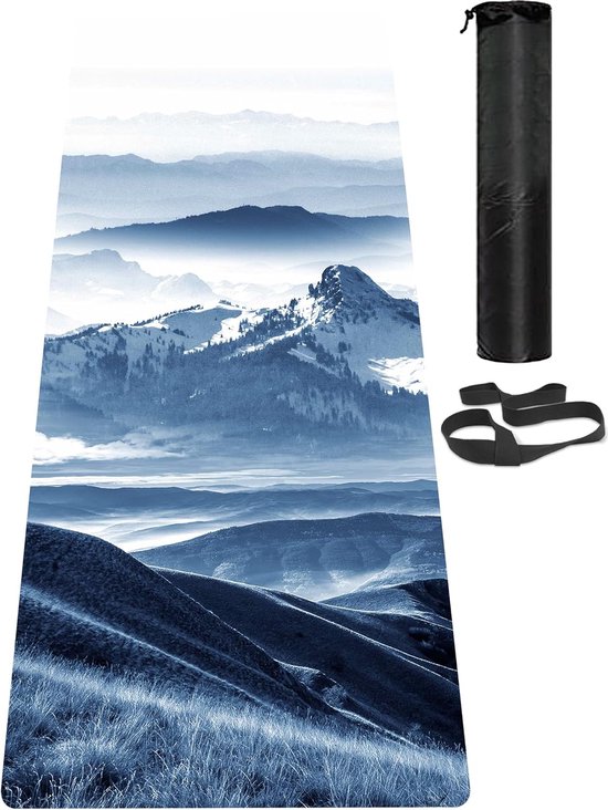 Yogamat, antislip, milieuvriendelijke trainingsmat met draagriem, dikke oefen- en trainingsmat voor yoga, pilates en fitness (183 cm x 61 cm x 6 mm) van Yogamat