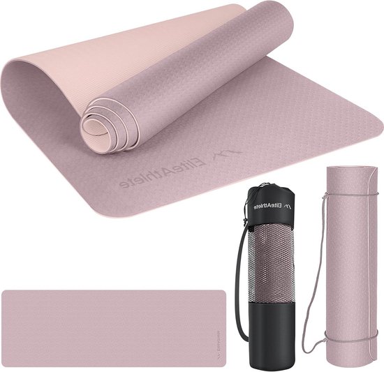 Yogamat Antislip - Sportmat voor Fitness - Fitness mat voor Pilates - Turnmat voor Yoga 183 cm x 61 cm x 06 cm - Trainingsmat incl. draagriem en tas