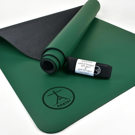 Yogamat Antislip - Trainingsmat Oefenmat - Thuis Sporten - Natuurlijk Rubber Polyurethaan - 183 x 66 cm - Groen