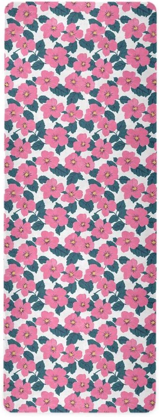 Yogamat Bloemen - Fitness Onderlegger - Buiten Sporten - Niet-giftig Natuurrubber - 71x26 Inch - Roze
