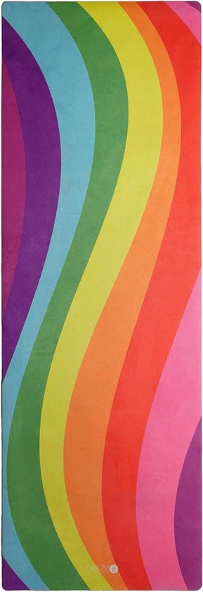 Yogamat Combo - 2-in-1 Mat Handdoek - Hot Yoga - Ultra Absorberend - 178 x 61 cm - Regenboog