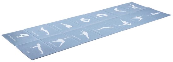 Yogamat en Fitnessmat - 174 x 62 cm - Met Oefenillustraties - PVC - Blauw van Yogamat