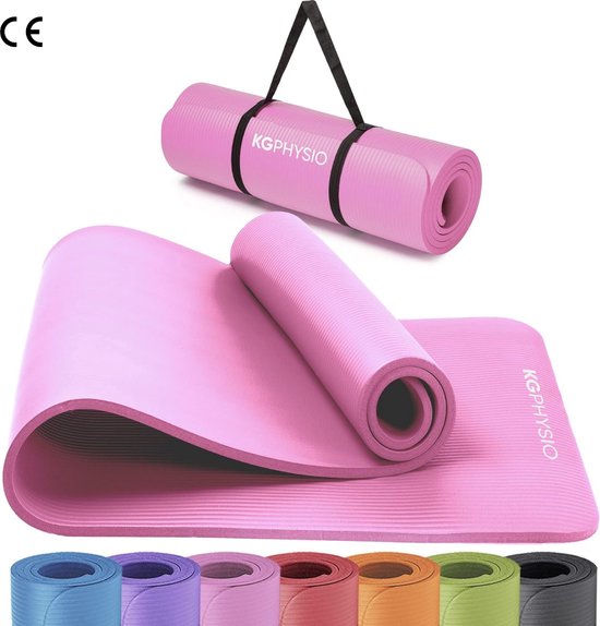 Yogamat en Fitnessmat - 183 x 60 x 1 cm - met Schouderriem - gymnastiekmat - trainingsmat - Yogamat anti slip & eco - Ideaal voor Yoga, Gymnastiek, Training en Thuisgebruik van Avento