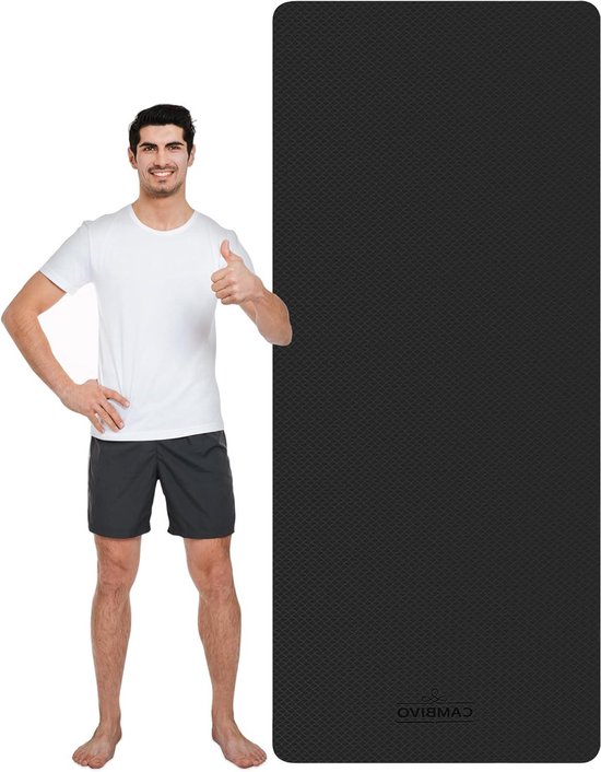 Yogamat Extra Breed - Fitnessmat Oefenmat - Thuis Sporten - Antislip Dubbellaags - 213 x 81 cm - Zwart