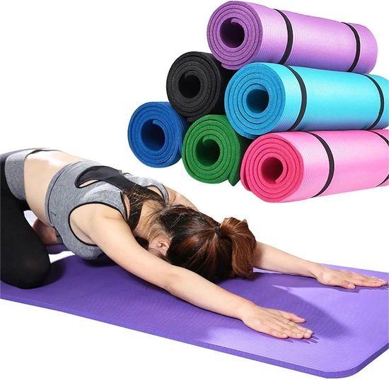 Yogamat Extra Dik - Fitnessmat Pilatesmat - Sporten Thuis - Antislip Scheurvast - 10 mm Dikte - Paars