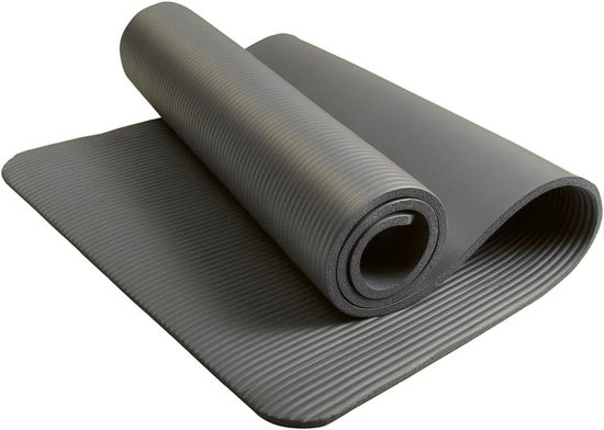 Yogamat Extra Dik - Trainingsmat Fitnessmat - Thuis Sporten - 10 mm Demping - 180 x 60 cm - Grijs