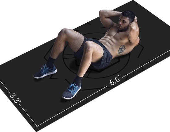 Yogamat, extra maat, TPE, oefenmat voor mannen, antislipmat voor training, fitness, gym, pilates, sit-ups, stretchmateriaal, met draagtas voor riem (200 cm x 100 cm x 6 mm) van Merkloos