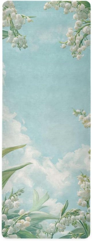 Yogamat - Fitness handdoek - Hot yoga - Antislip grip - 71x26 inch - Lelietje-van-dalen aquarel