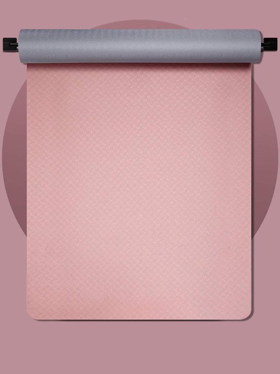 Yogamat - Fitness mat - Thuis sporten - Dubbelzijdig antislip - 185 x 80 cm - Roze