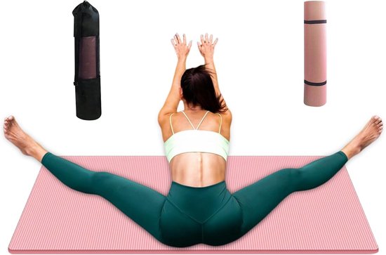 Yogamat - Fitness pad - Thuis trainen - 15 mm dik - 185 cm lang - Roze van Yogamat