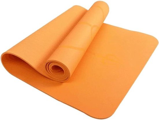 Yogamat - Fitness Tapijt - Thuis Sporten - Met Positielijn - 183x80cm - Oranje