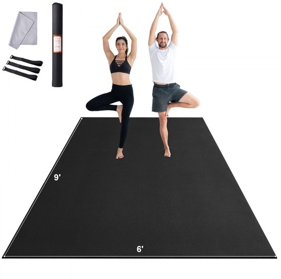 Yogamat - Fitnessmat - Antislip - Hoge Dichtheid - Extra Groot 270 x 180 cm - Inclusief Draagtas en Draagriem - Voor Yoga, Pilates en Vloeroefeningen