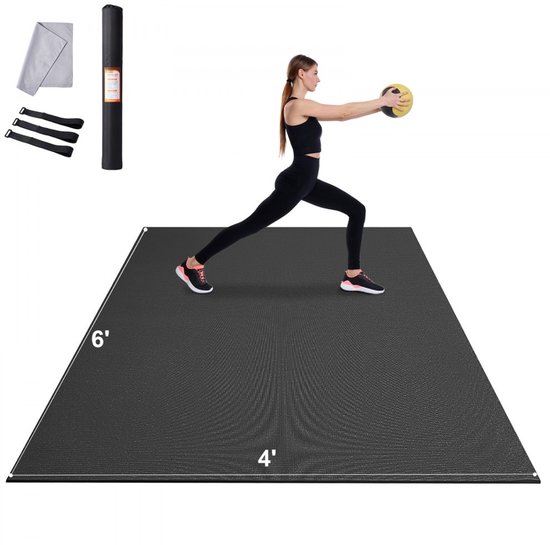 Yogamat - Fitnessmat en Oefenmat - Antislip - Hoge Dichtheid - Extra Groot 180 x 120 cm - Met Draagtas en Draagriem - Voor Yoga, Pilates en Fitness - Thuis en Studio