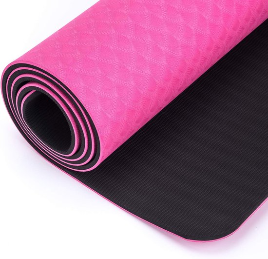 Yogamat - Fitnessmat Gymnastiekmat - Thuis Sporten - Ftalaatvrij Materiaal - 180 x 68 cm - Lichtgrijs Zwart van Yogamat