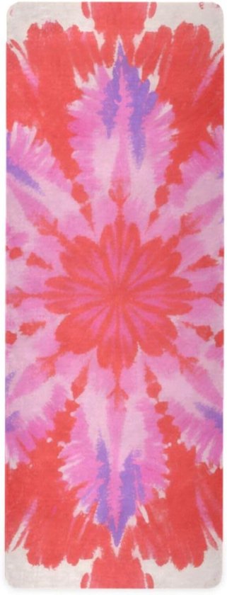 Yogamat - Fitnessmat - Hot Yoga - Antislip - 71x26 inch - Psychedelische kunst perzik