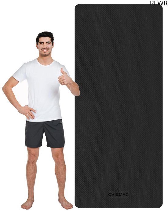 Yogamat - Fitnessmat Oefenmat - Thuis Sporten - Extra Breed Lang - 213 x 81 cm - Zwart