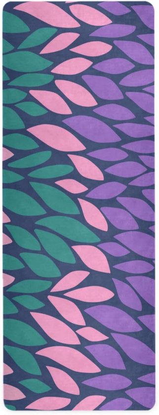 Yogamat - Fitnessmat Oefenmat - Thuis Sporten - Natuurlijk Rubber - 180x66 cm - Bonte Bladpatroon