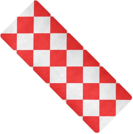 Yogamat - Fitnessmat Oefenmat - Thuis Sporten - Natuurlijk Rubber - 71x26 Inch - Rood Wit