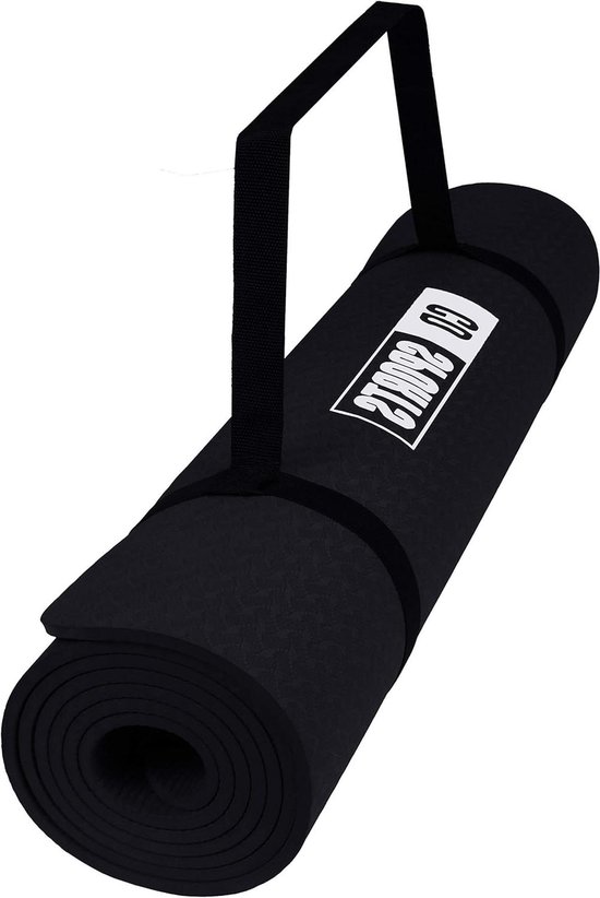 Yogamat - Fitnessmat Pilatesmat - Sport en Ontspanning - Dubbelzijdig Antislip - 183x61x0.6cm - Zwart van Yogamat