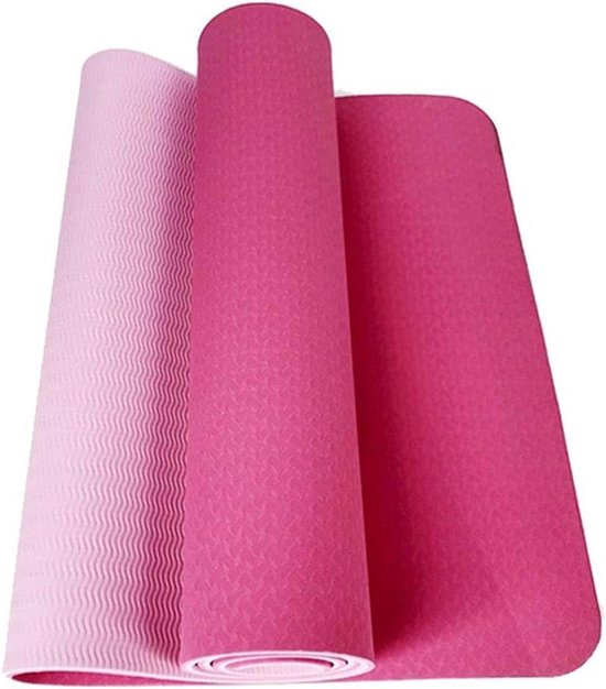 Yogamat - Fitnessmat Pilatesmat - Thuis Sporten - Antislip TPE Materiaal - 183x61cm - Roze