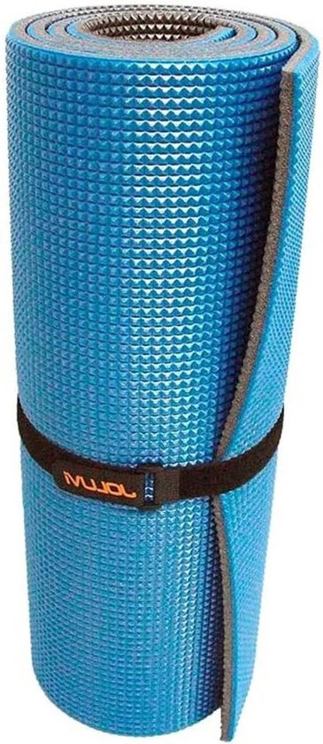 Yogamat - Fitnessmat Pilatesmat - Thuis Sporten - Bicolor Piramide Reliëf - 180 x 50 cm - Blauw Zwart