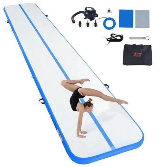 Yogamat - Fitnessmat - Sportmat - Gymnastiekmat -Fitnessmat Extra Dik - Yogamat Extra Dik - 4inch Dikke Tuimelbaan - Elektrische Pomp - Voor Thuisgebruik Gym Yoga Cheerleading Strand Park Water - Mintgroen