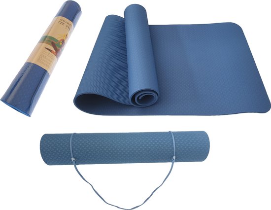Yogamat - Fitnessmat - TPE - Eco Friendly - Non Slip - 183 x 61 x 0.6 cm - Blauw van Avento