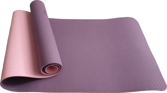 Yogamat - Fitnessmat - TPE - Eco Friendly - Non Slip - 183 x 61 x 0.6 cm - Dual Color [Paars & Roze] van Avento