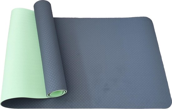 Yogamat - Fitnessmat - TPE - Eco Friendly - Non Slip - 183 x 61 x 0.6 cm - Dual Color [Zwart & Groen] van Yogamat