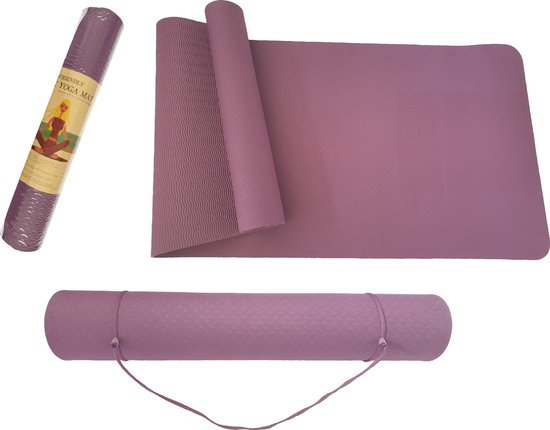 Yogamat - Fitnessmat - TPE - Eco Friendly - Non Slip - 183 x 61 x 0.6 cm - Paars van Joy in Balance