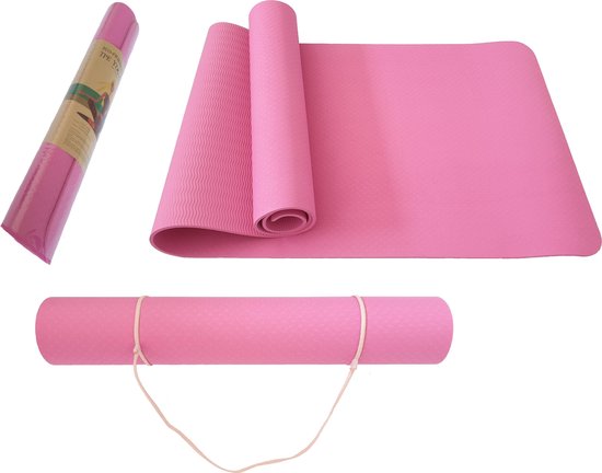Yogamat - Fitnessmat - TPE - Eco Friendly - Non Slip - 183 x 61 x 0.6 cm - Roze van Pure2Improve