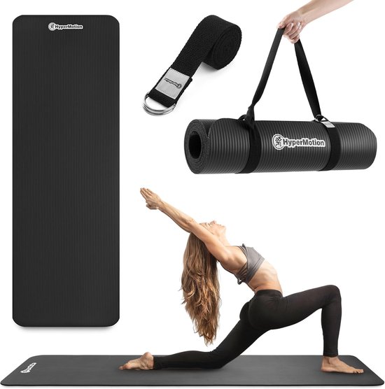 Yogamat Fitnessmat - Trainingsmat Oefenmat - Thuis Sporten - Antislip Dubbelzijdig - 183x61 cm - Zwart
