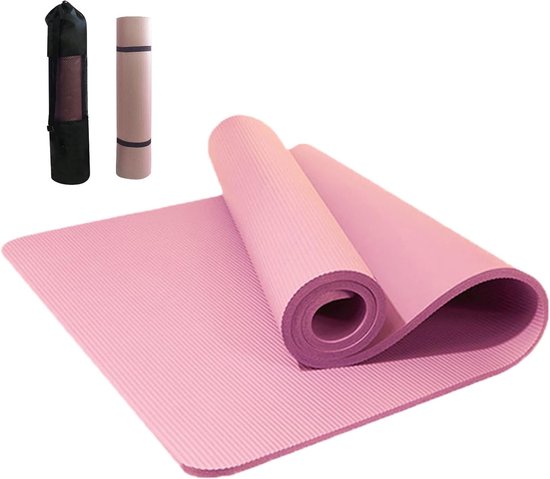 Yogamat - Fitnessmat Trainingsmat - Thuis Sporten - Extra Dik Antislip - 185 x 61 cm - Roze van Yogamat