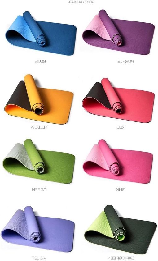 Yogamat fitnessstudio pilates TPE antislip gevoerd 183 x 61 cm - met schouderriem