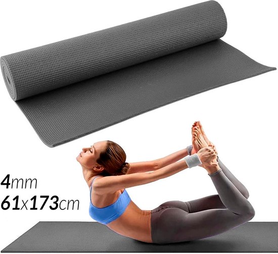 Yogamat - Gymmat - Fitnessmat - Pilatesmat - sport - Grijs 61x173cm van Merkloos