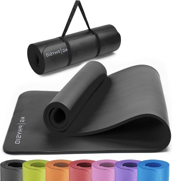 Yogamat gymnastiekmat fitnessmat trainingsmat thuis 183 x 60 x 1 cm met schouderriem - Premiumkwaliteit van Yogamat
