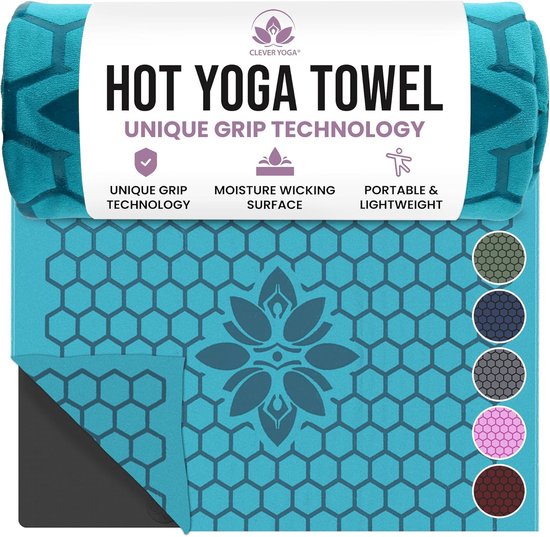Yogamat Handdoek - Antislip Yogamat - Intense Oefeningen - Dubbelzijdige Grip - 185 x 66 cm - Turkoois