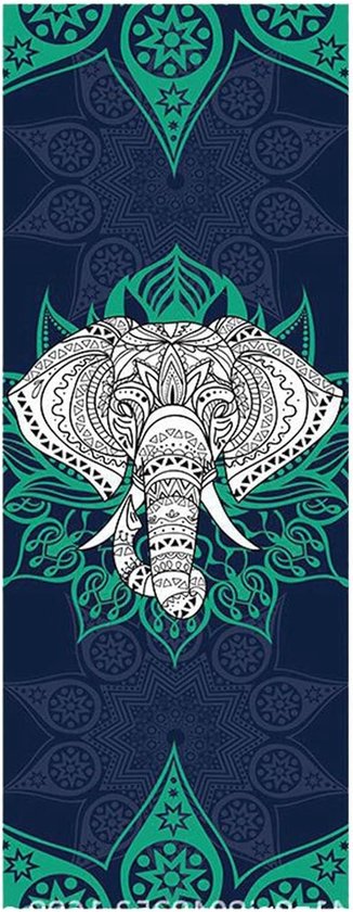 Yogamat Handdoek - Reismat Yoga - Hygiënisch Trainen - Zweetabsorberend Antislip - 185 x 65 cm - Blauw van Yogamat